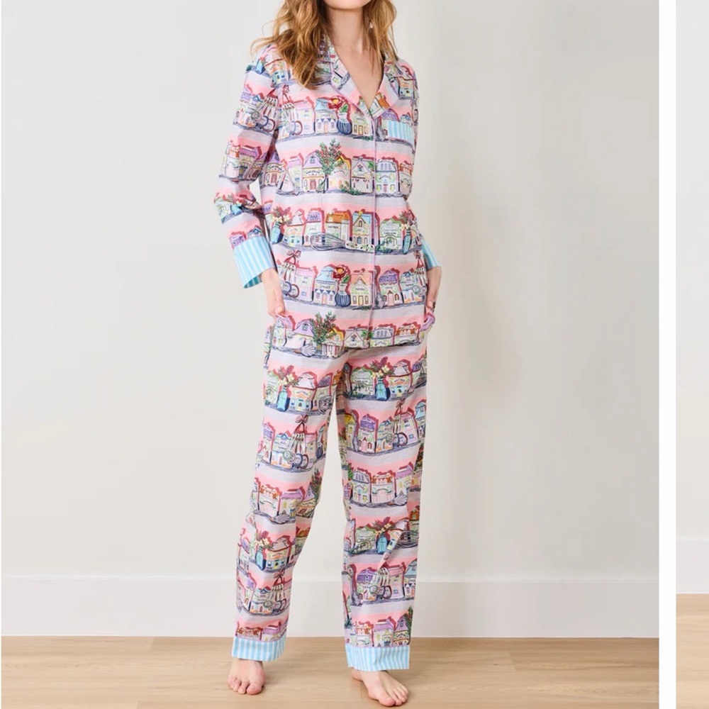 Long PJ Set in Lenox Spice Village x Print Fresh - small + tote bag